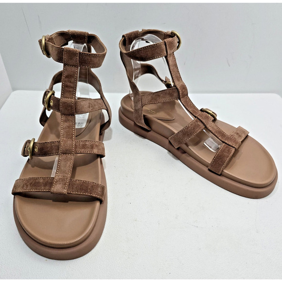 Women Gianvito Rossi Arena Praline Suede Leather Gladiator Sandals EU 41 NWOB - Picture 1 of 10
